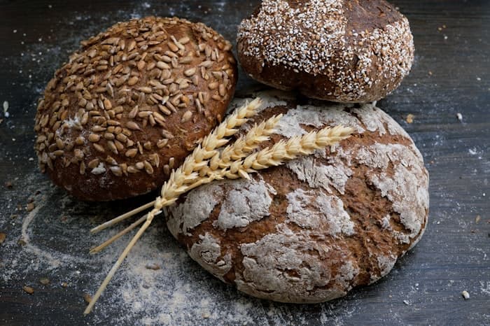 Freshly baked artisan bread loaves